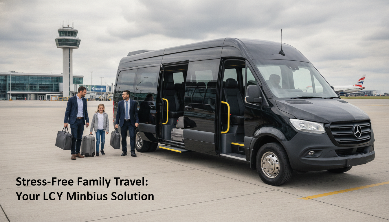 Stress-Free Family Travel: Your LCY Minibus Solution — executive minibus meeting a group at London City Airport